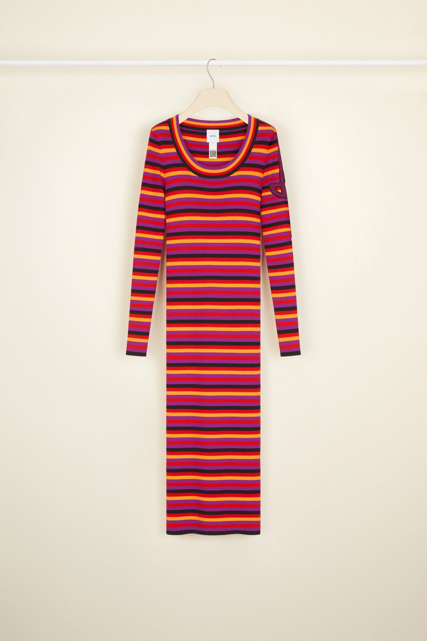 Patou KN057 robe midi maille fuchsia rayée XS-XL