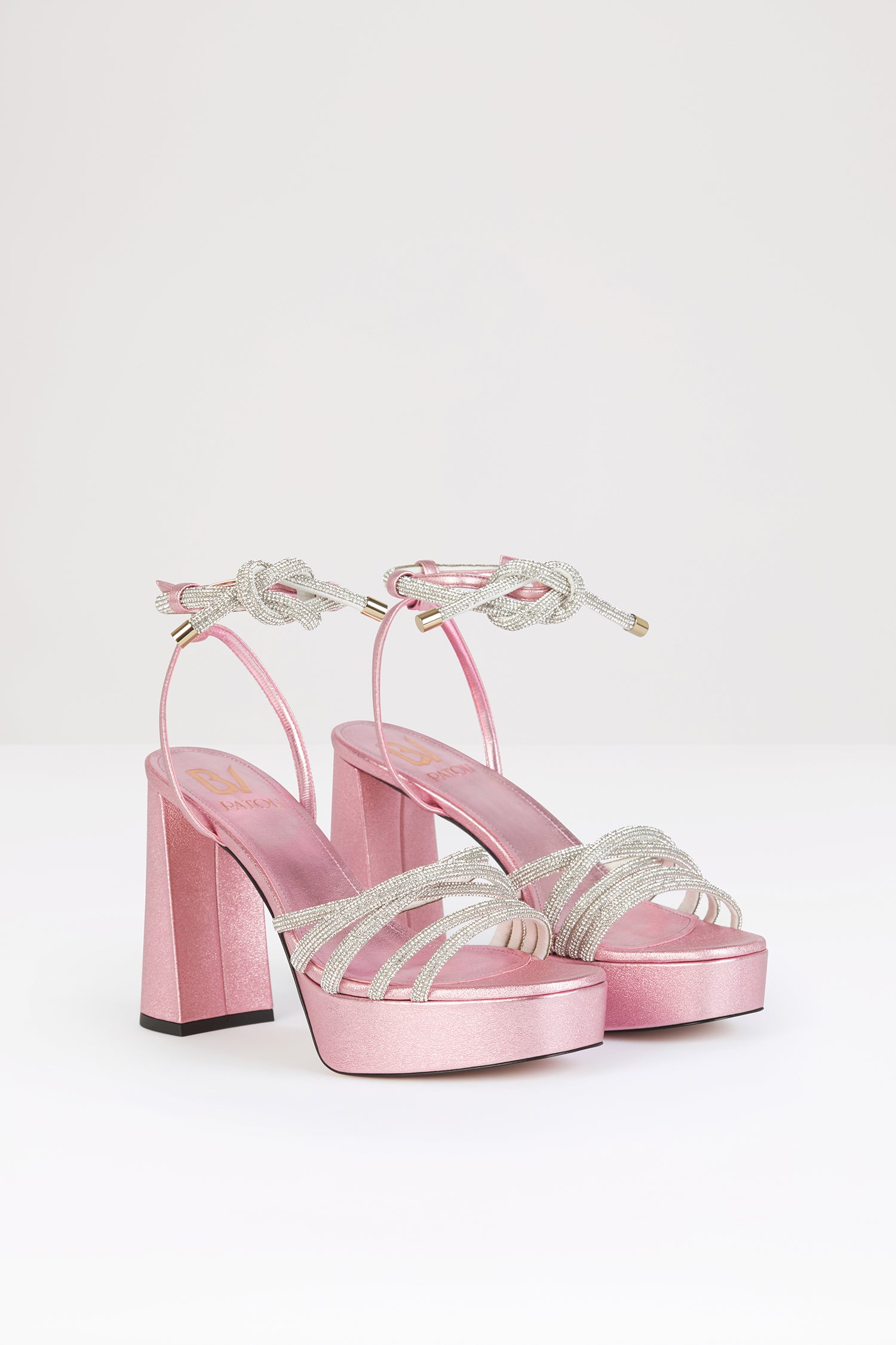 Patou SP012 sandales roses cuir strass 11 cm