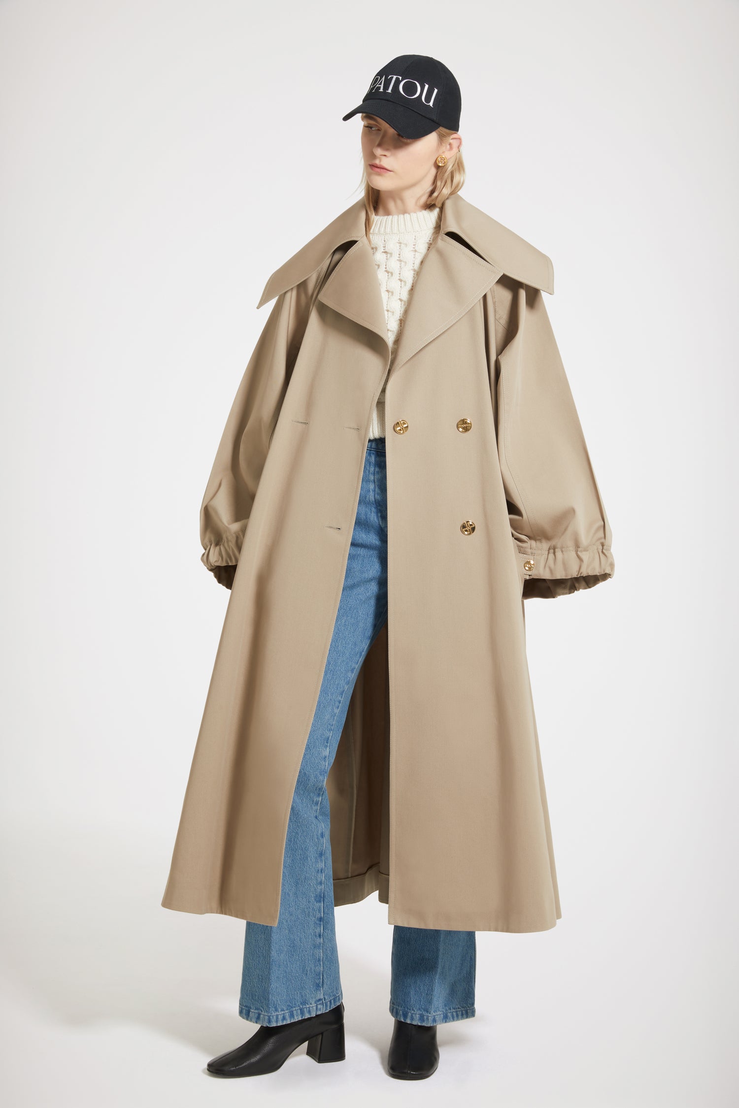 Patou CO016 manteau coton bio Parchment oversize