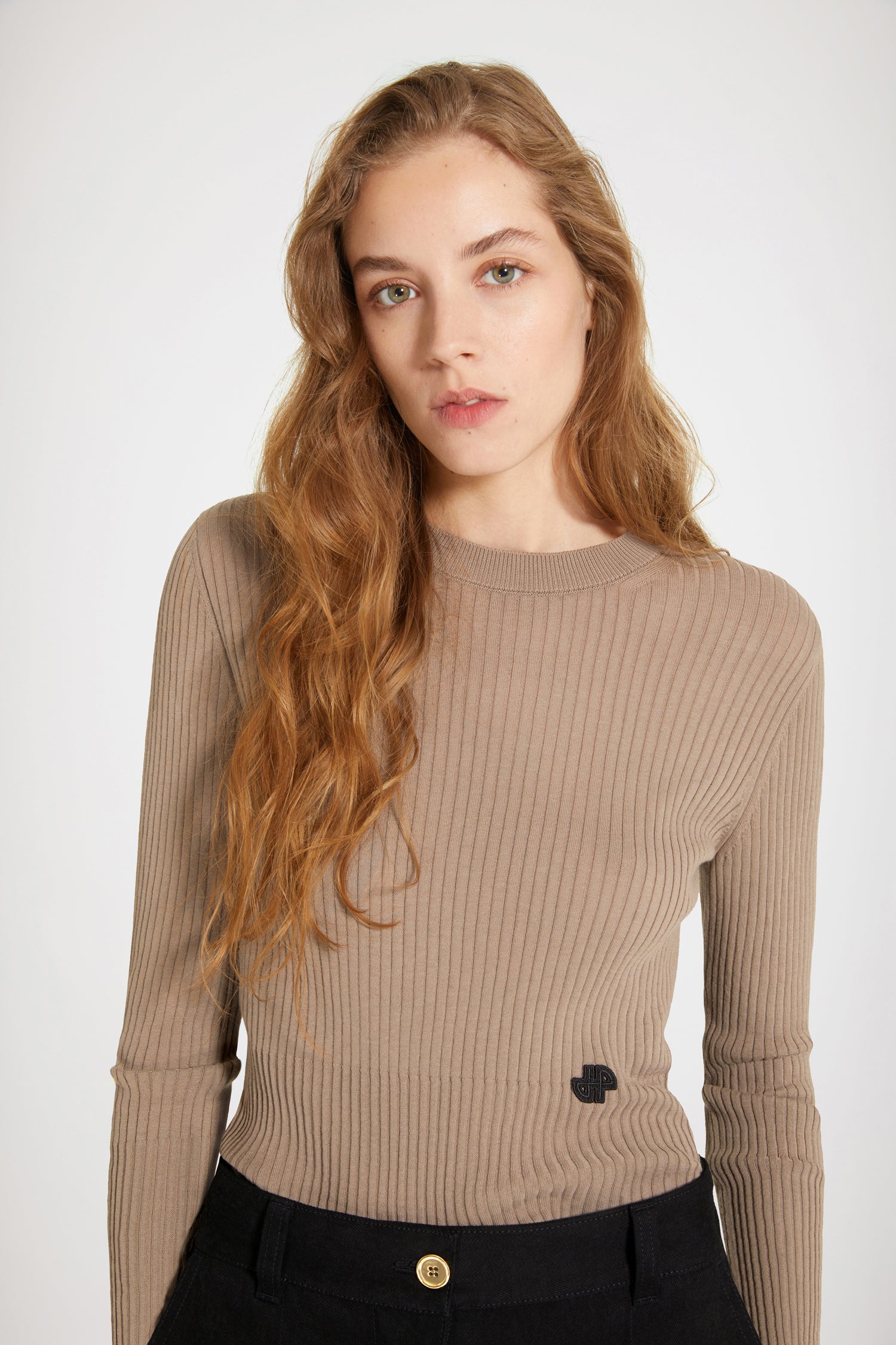 Patou P22KN0788051106P pull coton bio parchment