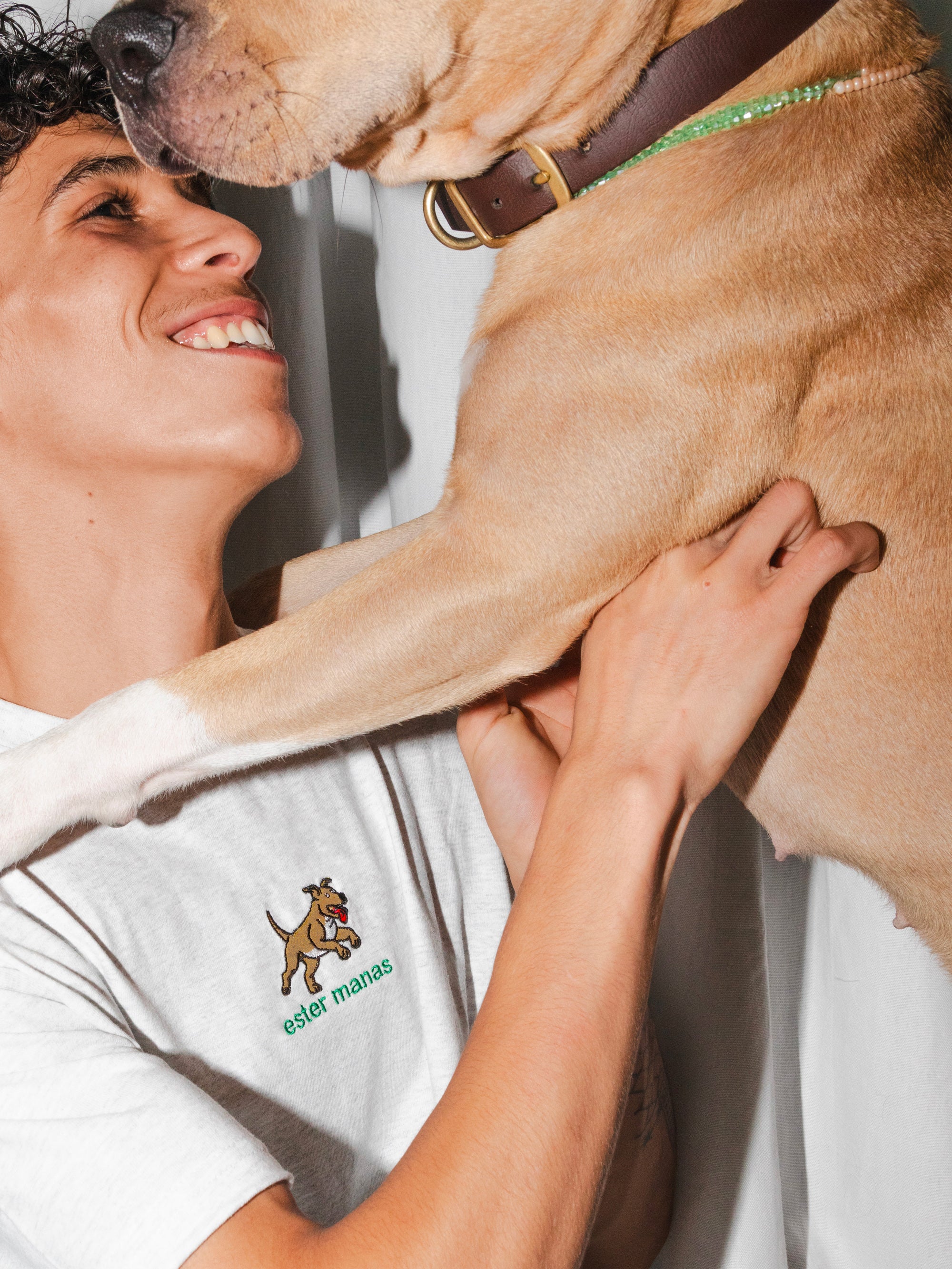 Ester Manas Everydoggy T-shirt coton gris cendre brodé