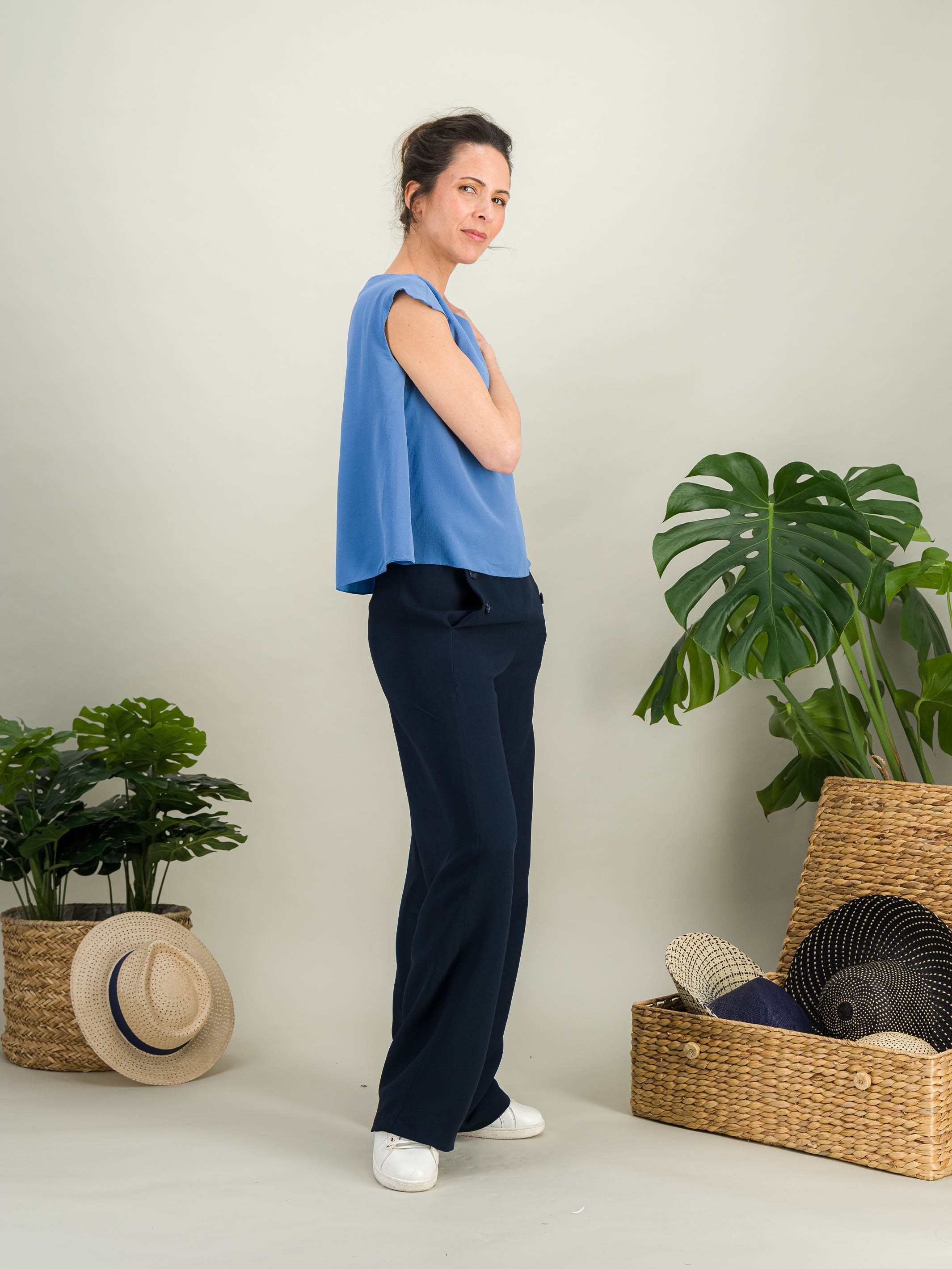Anahide Saint André EVA top crêpe de soie bleuet