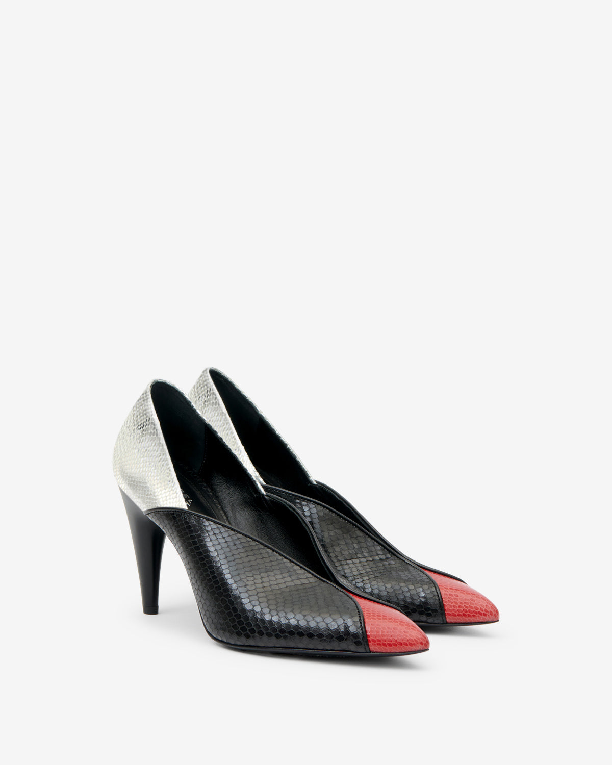 Isabel Marant Luza escarpins cuir noir-rouge 9 cm