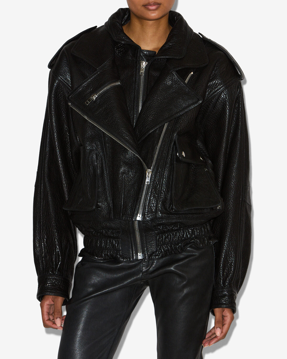 Isabel Marant Aneli veste cuir noir agneau courte