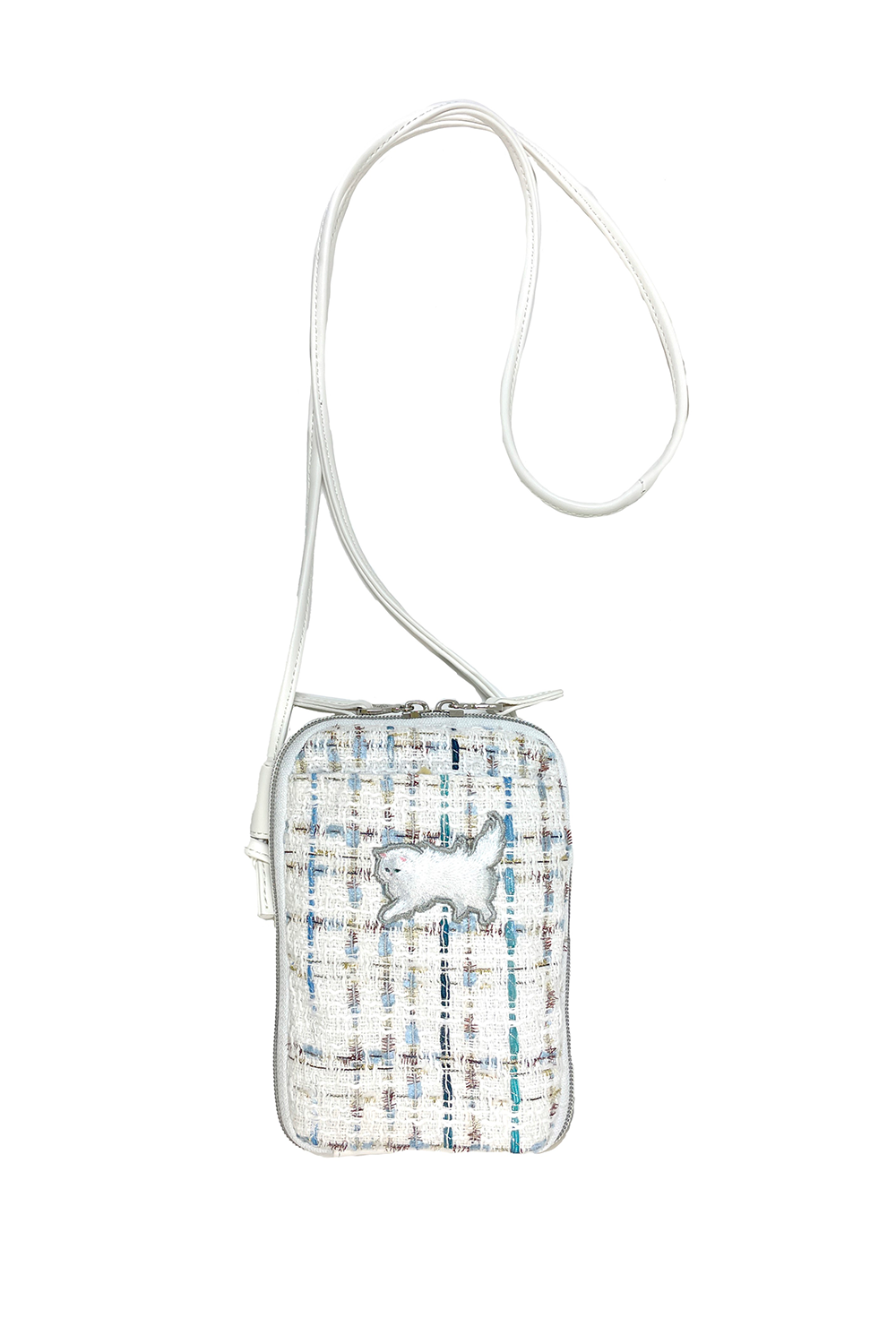 Paul & Joe pochette bandoulière téléphone tweed blanche