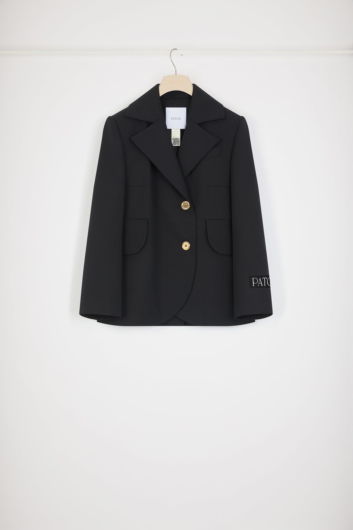 Patou JA035 veste tailleur laine noire ceinture