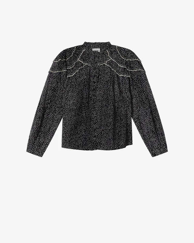 Isabel Marant Christa blouse coton pois noir écru
