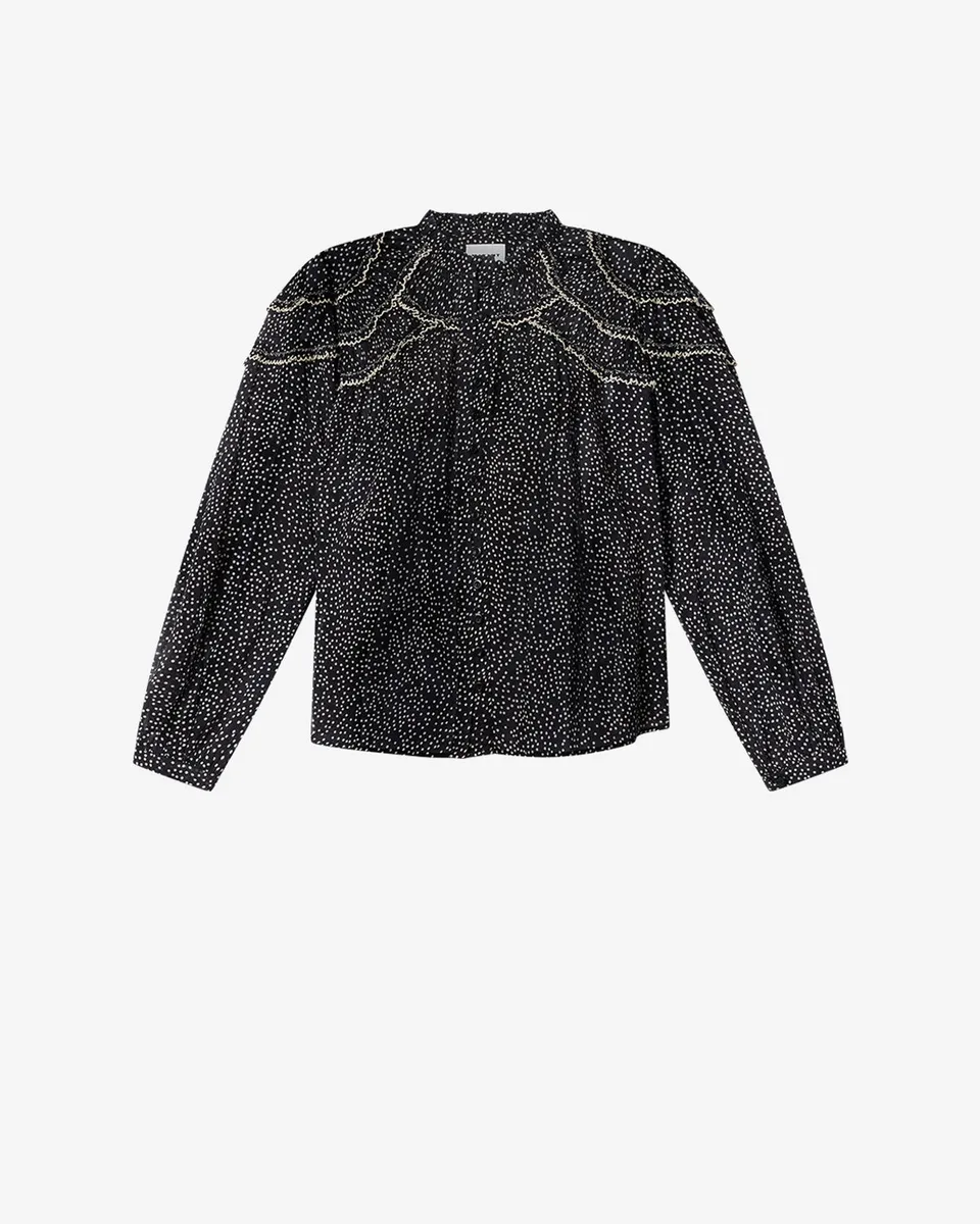 Isabel Marant Christa blouse coton pois noir écru