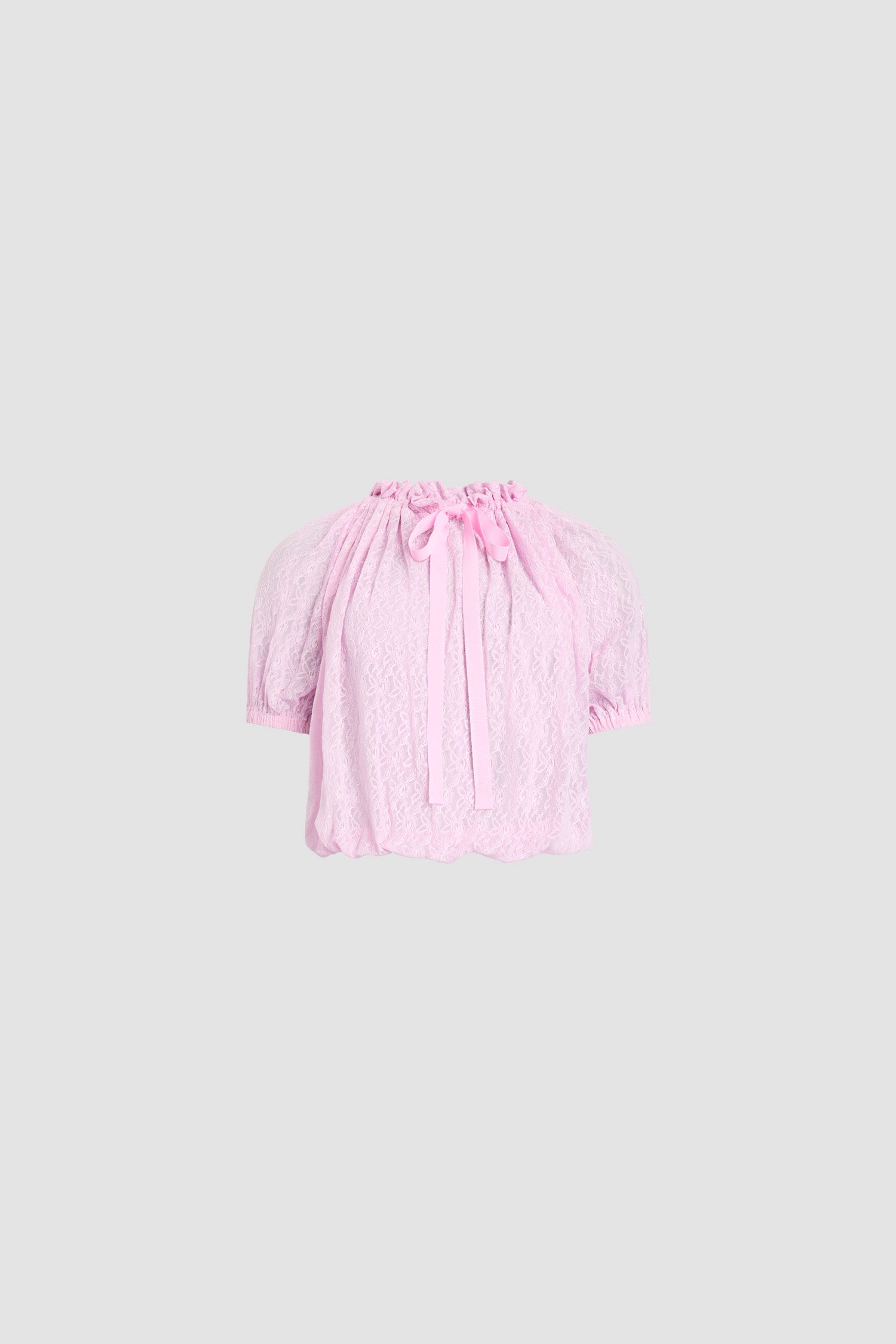 Patou voluminous top dentelle pink parfait jersey