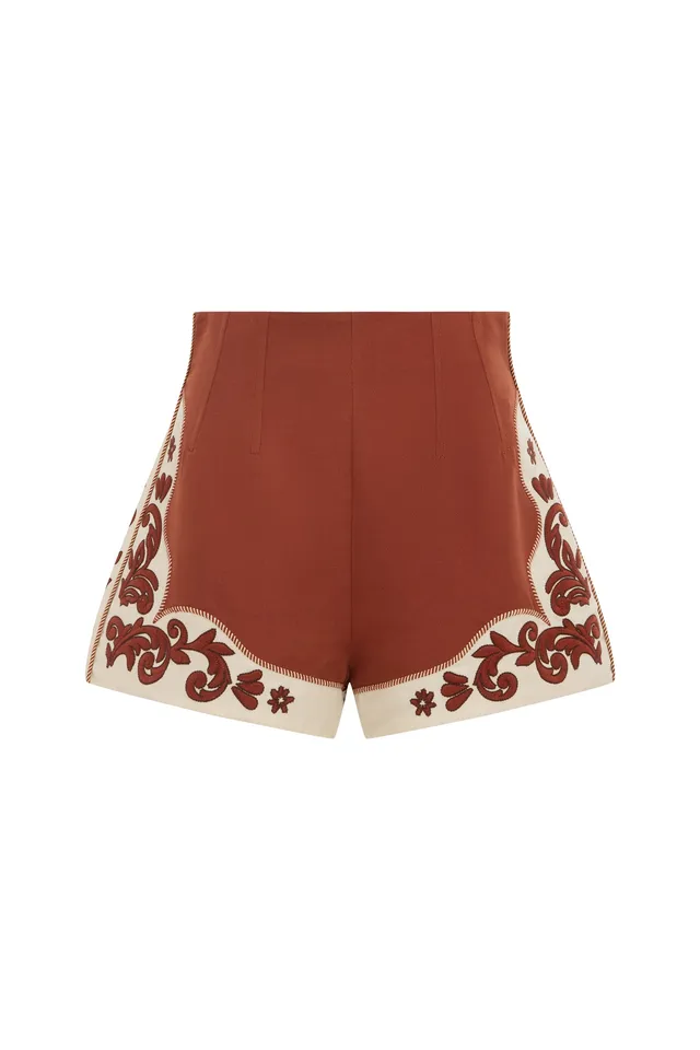 Alemaïs Duke short taille haute brodé laine