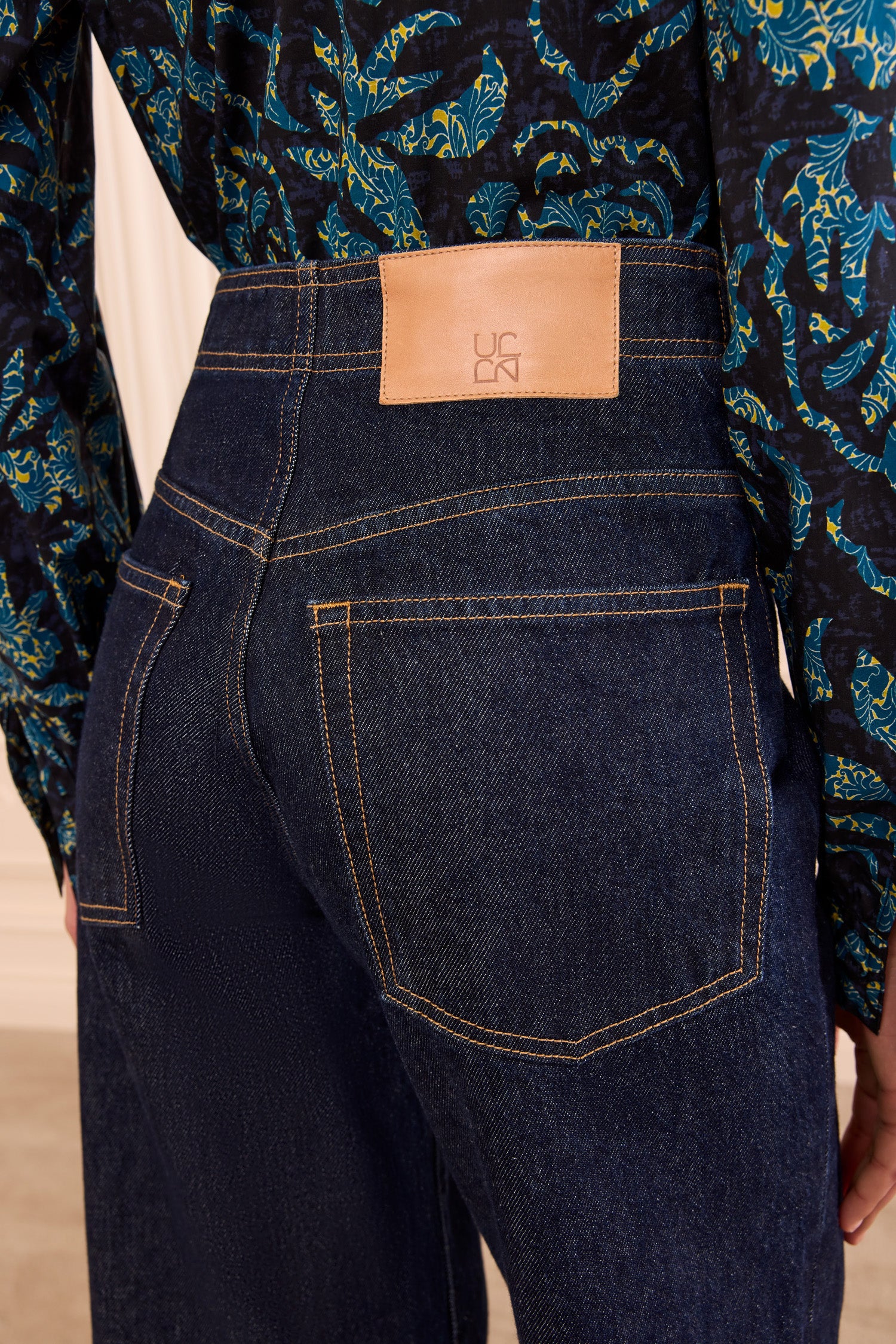 Ulla Johnson Bianca Wide Leg Seamed jean Tigris coton