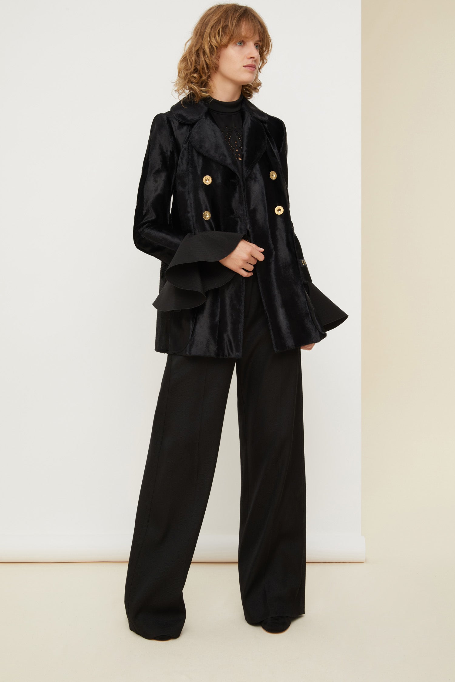 Patou H21JA0120069999B veste noire façon ponyskin