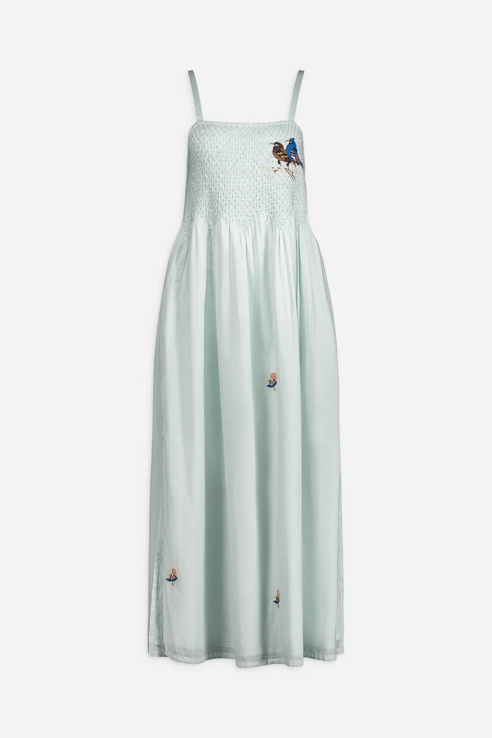 Paul & Joe Robes Robe MESANGE longue baby blue coton brodé