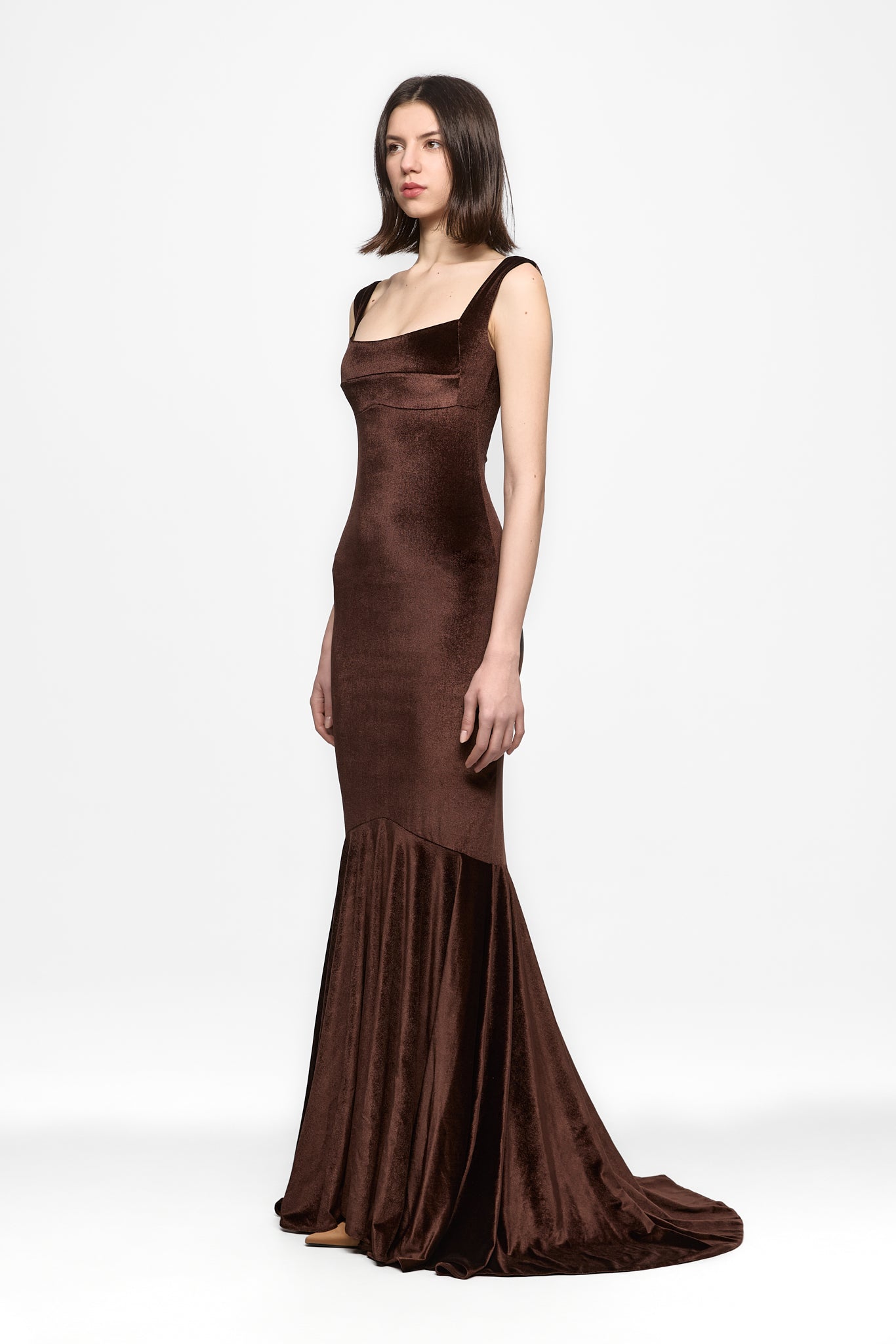 ATU Body Couture robe soirée velours marron sirène