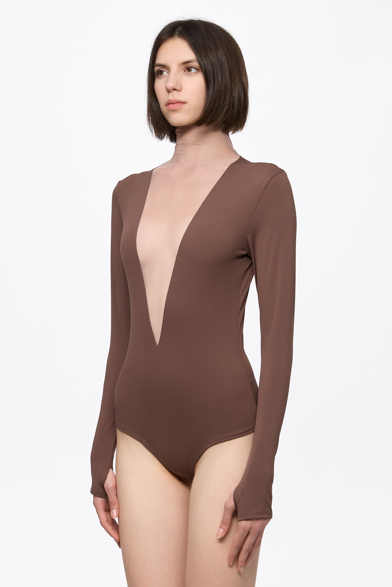 ATU Body Couture body marron col V tulle S