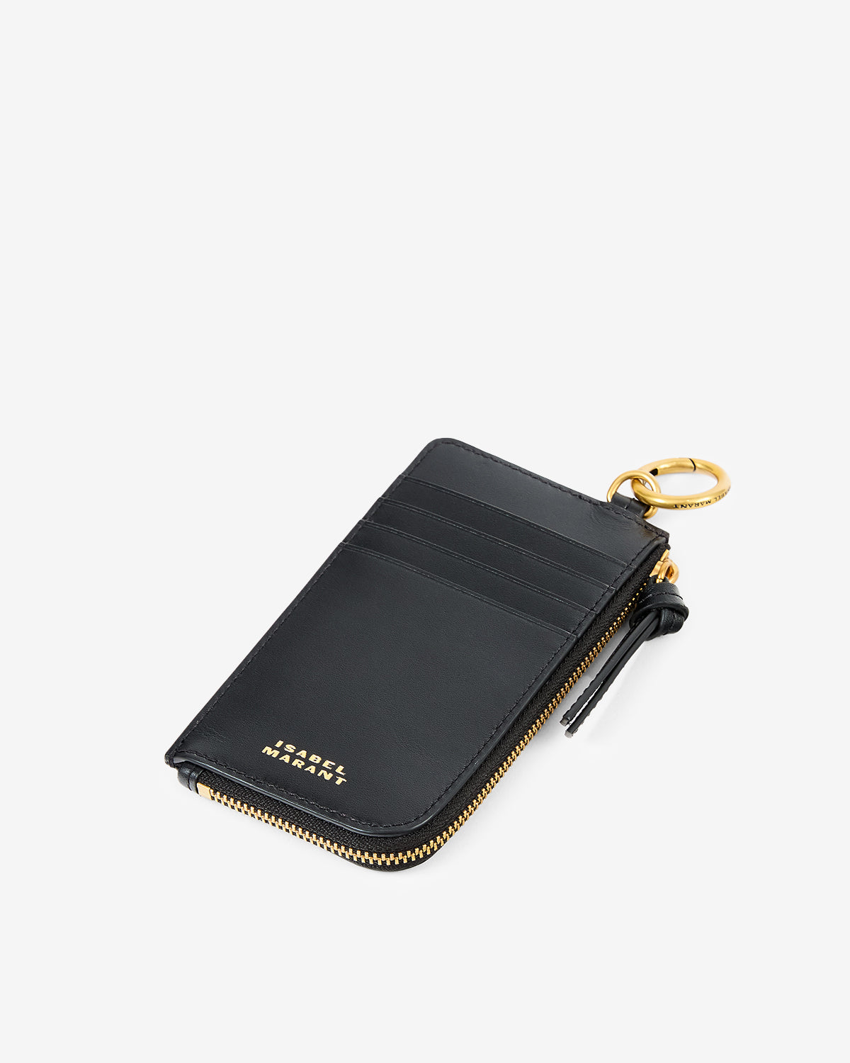 Isabel Marant Oskan porte-cartes cuir noir zippé