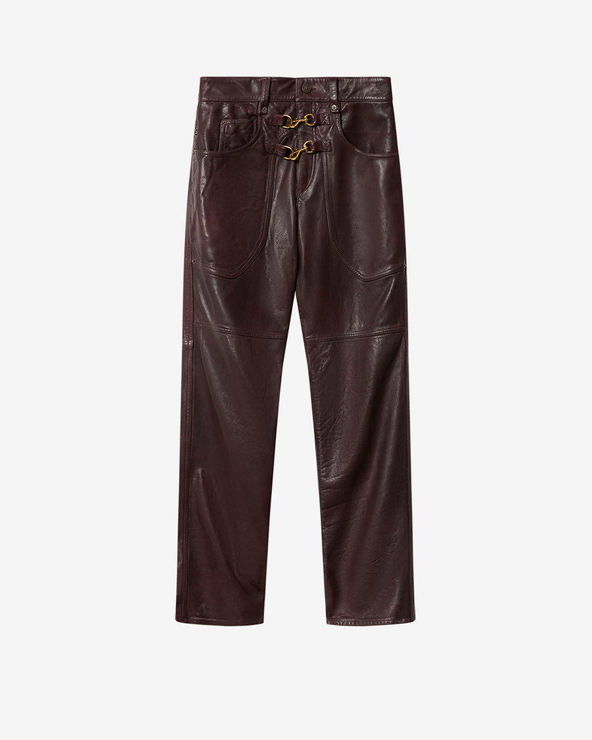 Isabel Marant Brinley pantalon cuir bordeaux foncé 80DB