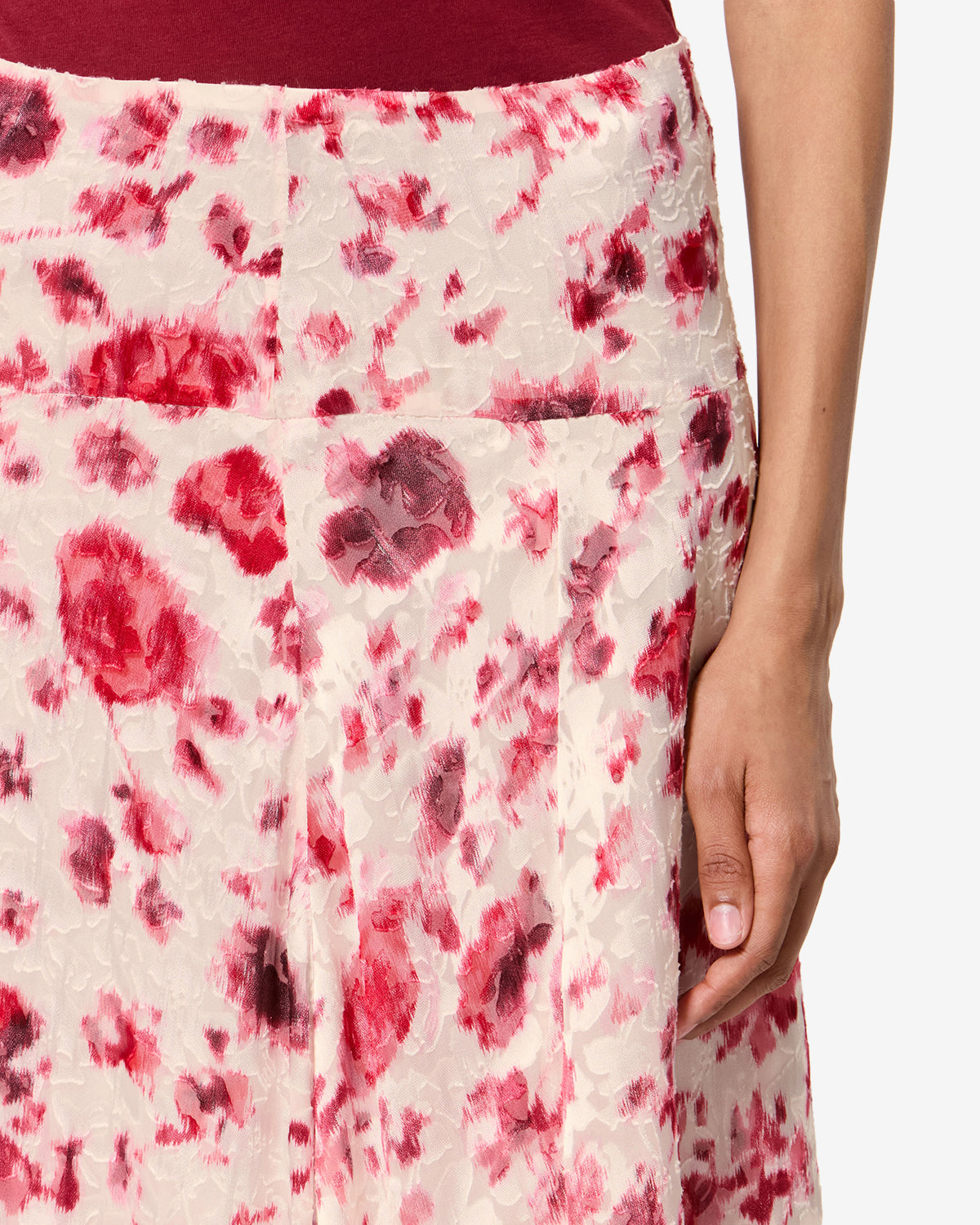 Isabel Marant Hilza jupe longue soie écru-rose