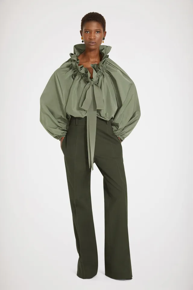 Patou TO017 top vert Loden faille recyclée manches chauve-souris