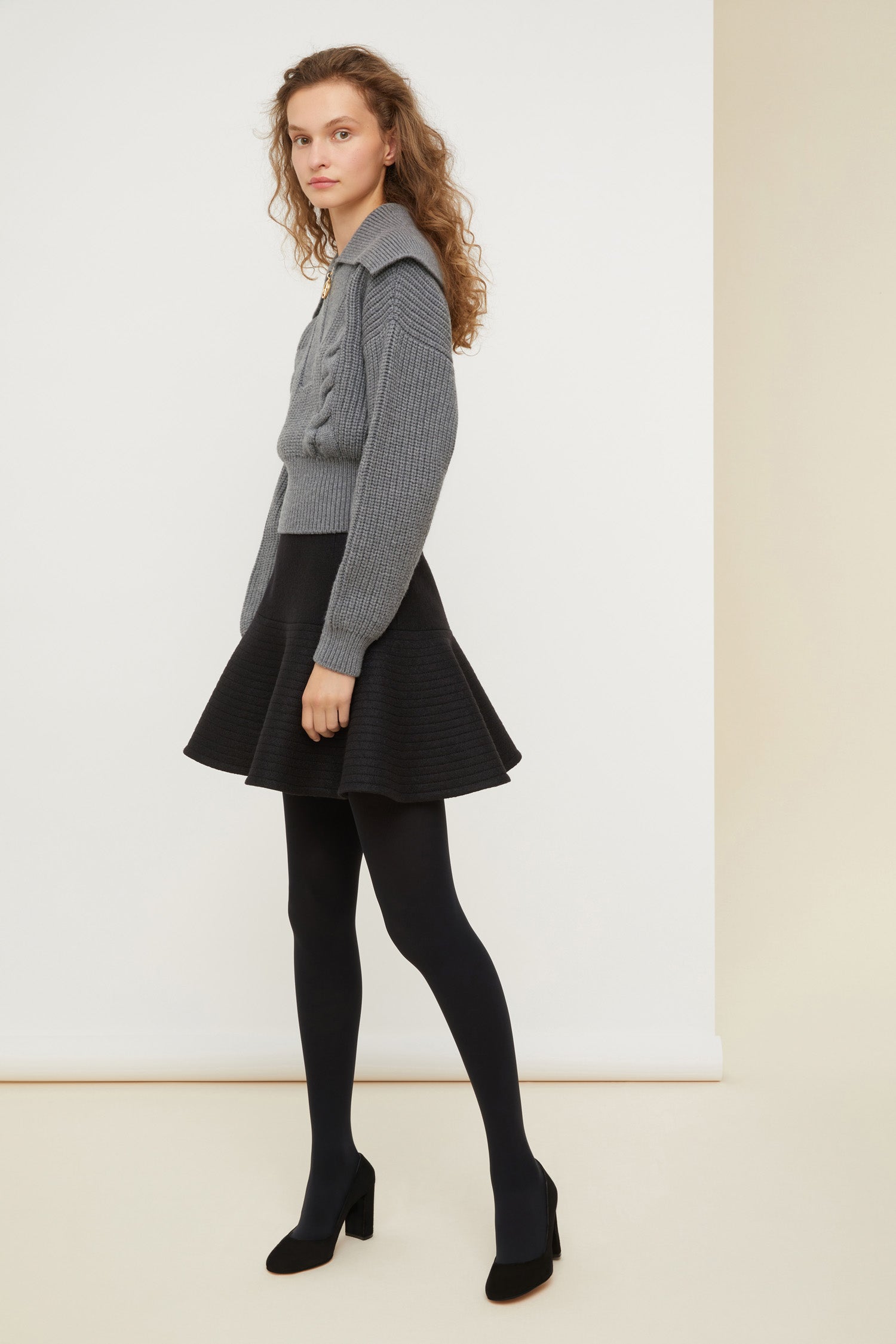 Patou H21KN039 pull laine col marin Gris Clair