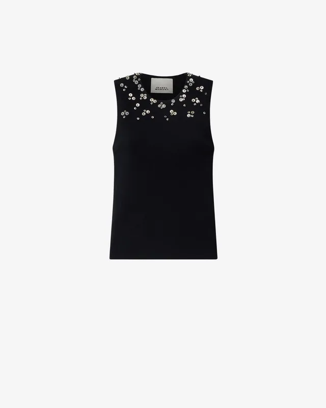 Isabel Marant Apoline débardeur soie noir sequins