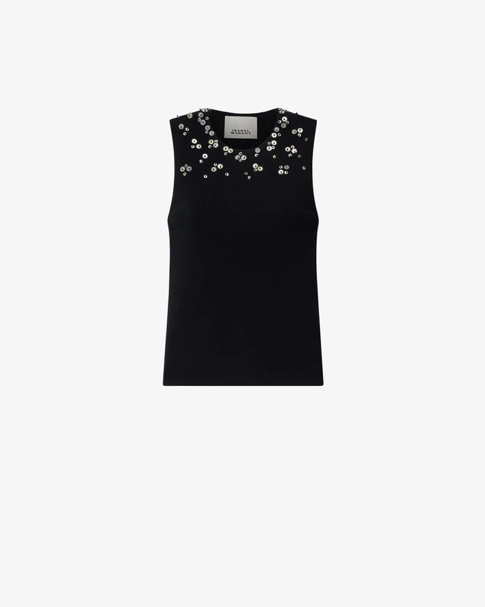 Isabel Marant Apoline débardeur soie noir sequins