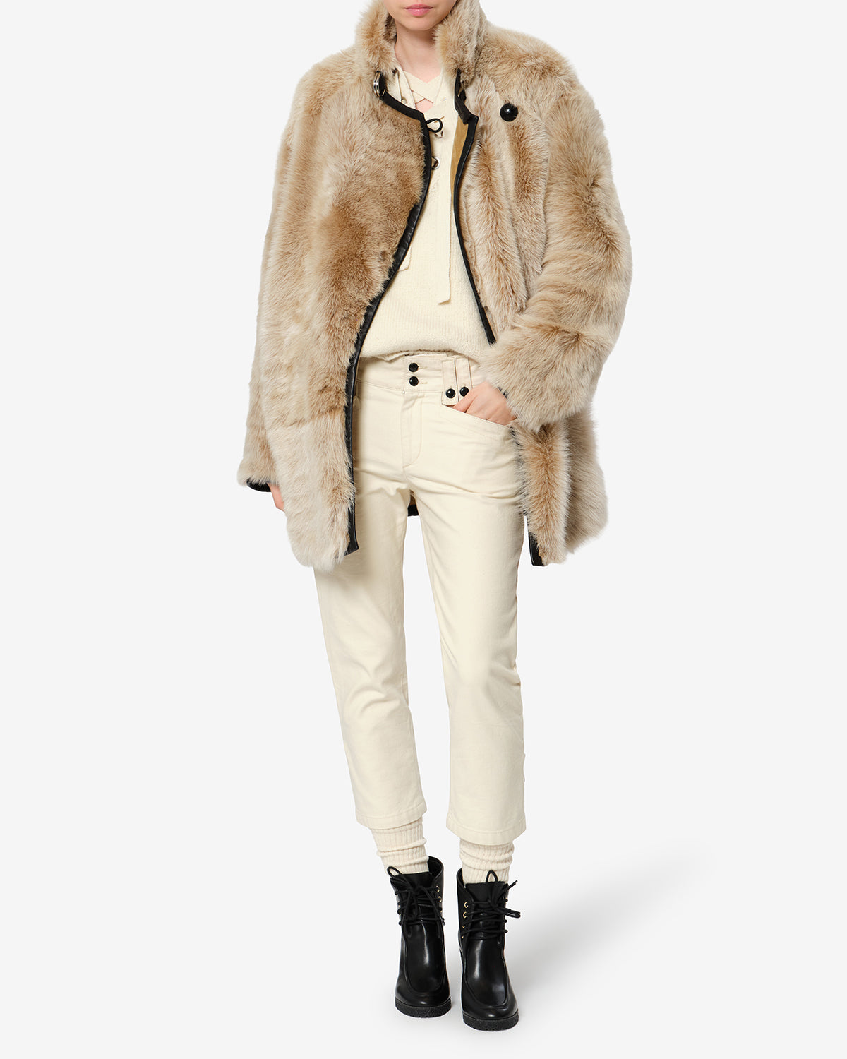 Isabel Marant Rema MA0611FA manteau écru peau lainée