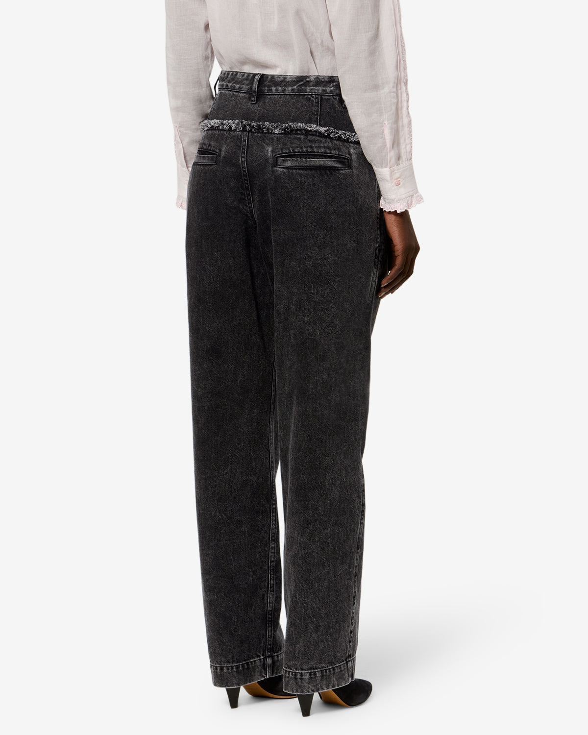 Isabel Marant Iniza jean large noir délavé coton