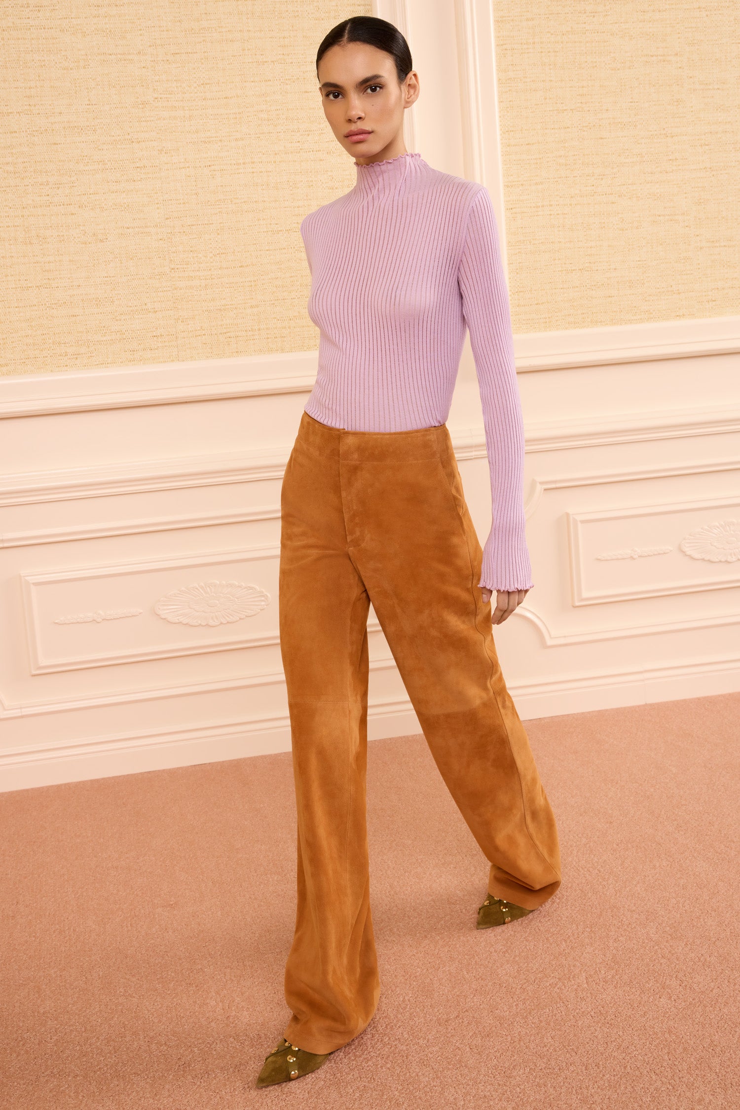 Ulla Johnson Evie Turtleneck Top haut Lilac soie