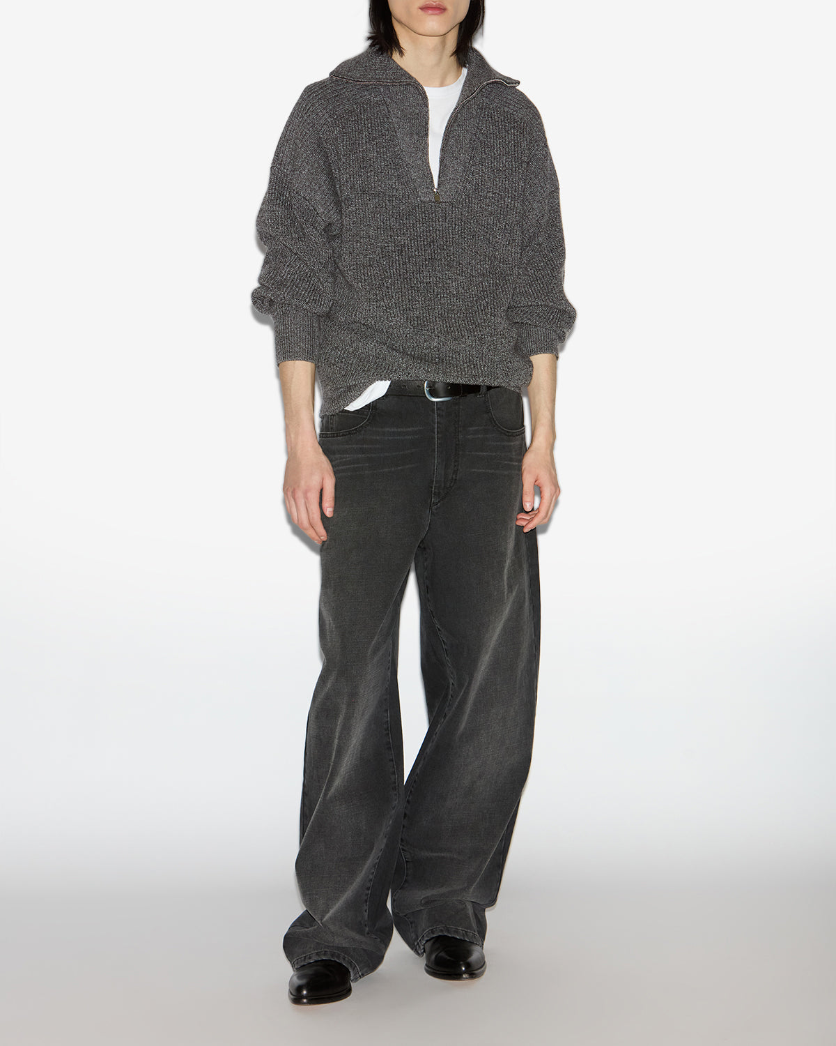Isabel Marant Benny PU0080HA pull gris foncé laine
