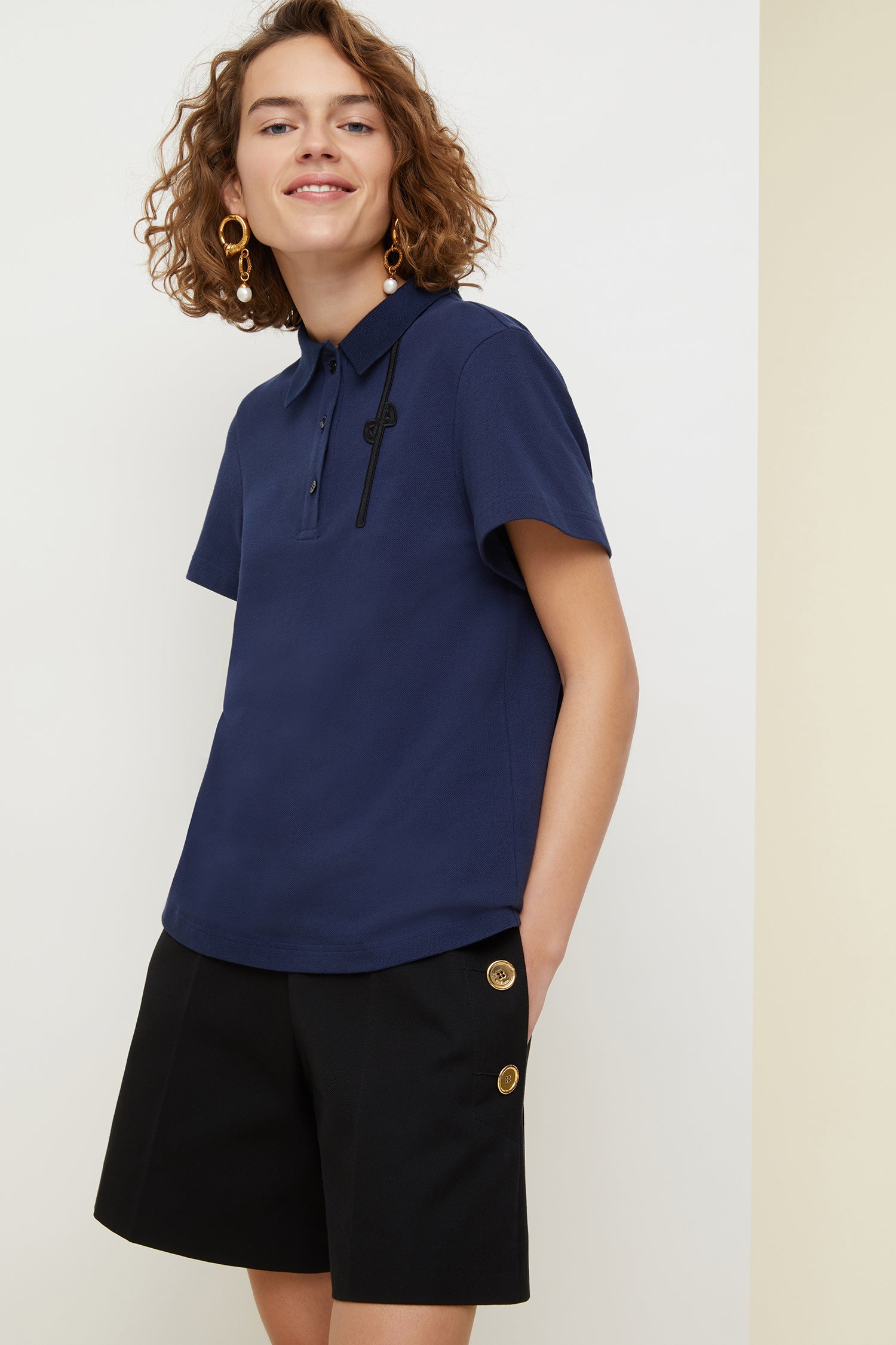 Patou High-Waisted Short Coton Noir Panama