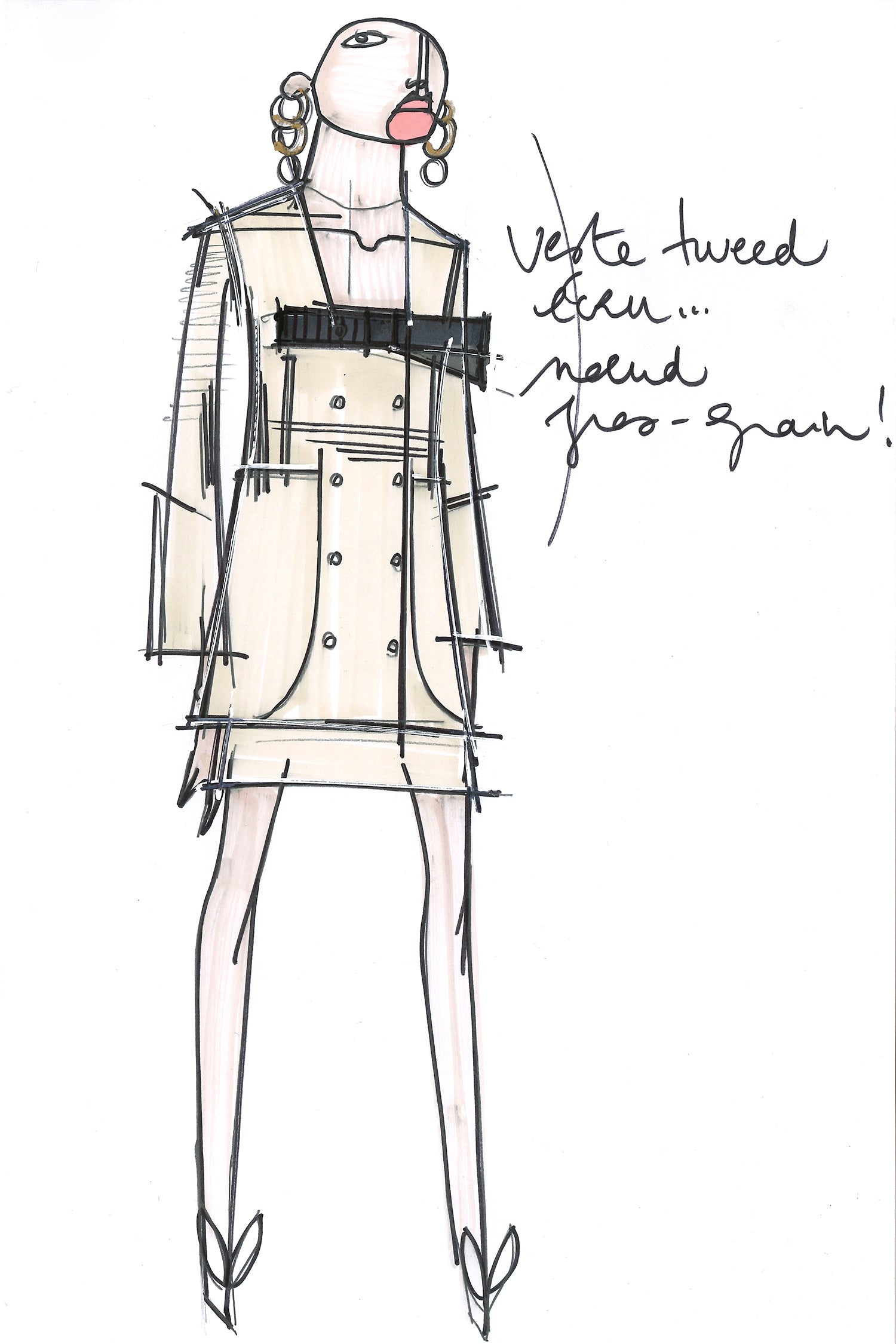 Patou E20JA010 veste tweed coton sable noeud taille 38