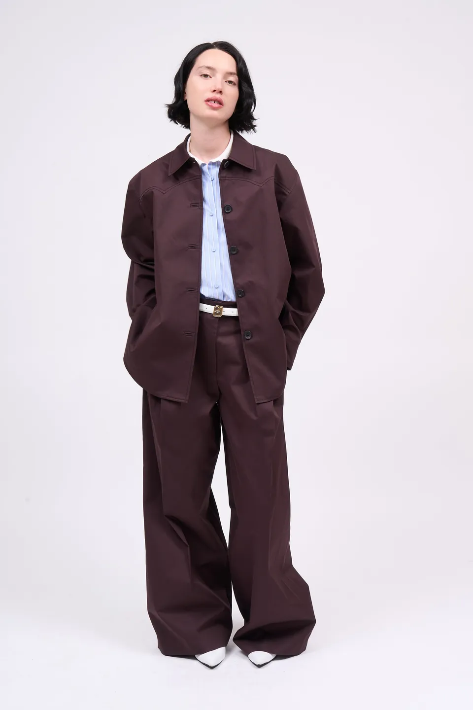 Paul & Joe Dougie pantalon large taille haute ébène twill coton