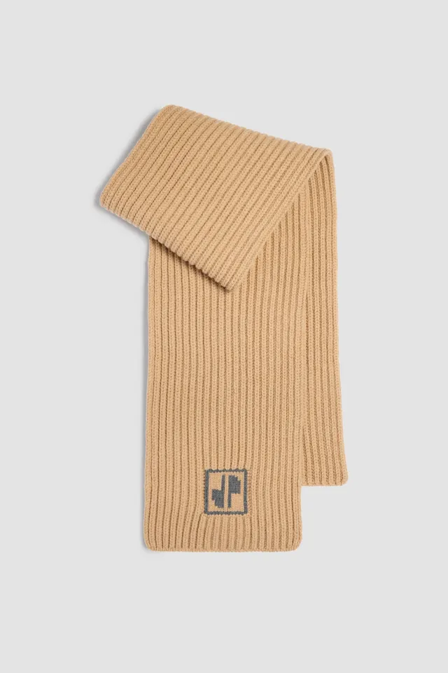 Patou H24AC081 foulard laine cachemire Biscuit
