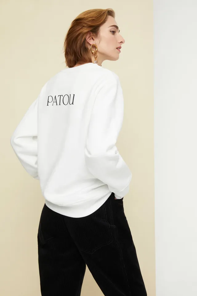 Patou JE018 sweat coton blanc logo dos XS-XL