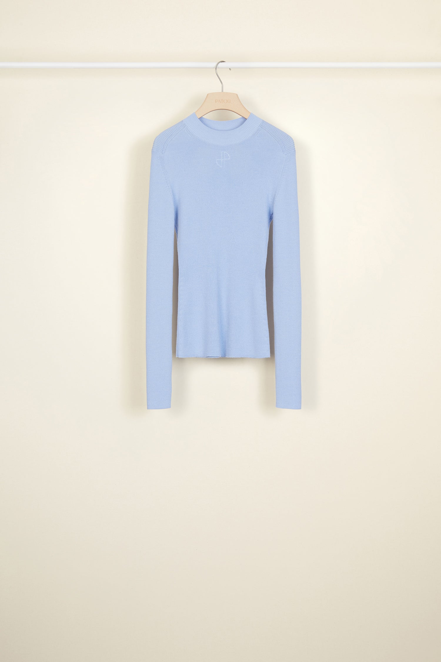 Patou KN020 pull laine et soie bleu dos découpé
