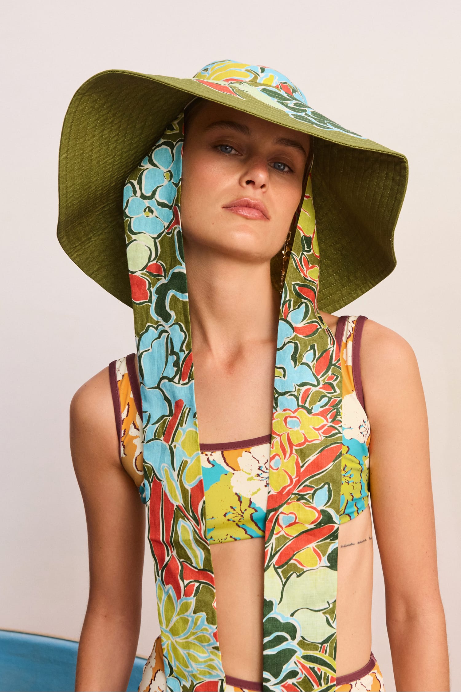 Alemaïs Accessories Solstice Wide Brim Tie Sunhat chapeau lin