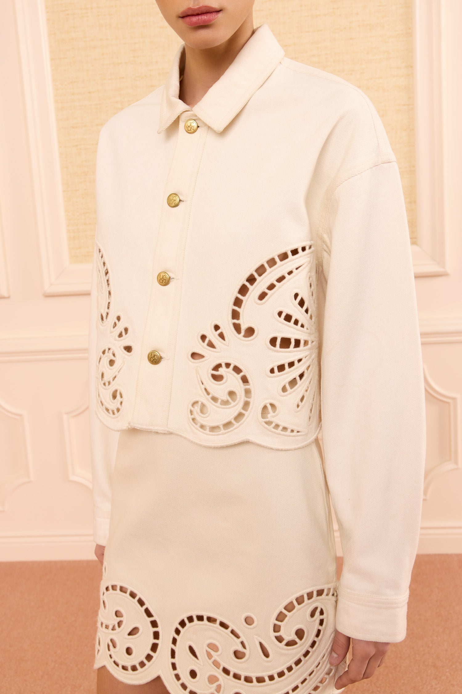 Ulla Johnson Bobbi veste jean Cowrie broderie