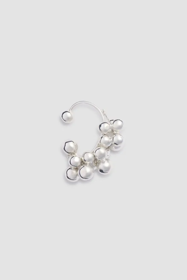 Patou JW182 ear cuff laiton argenté perles Silver
