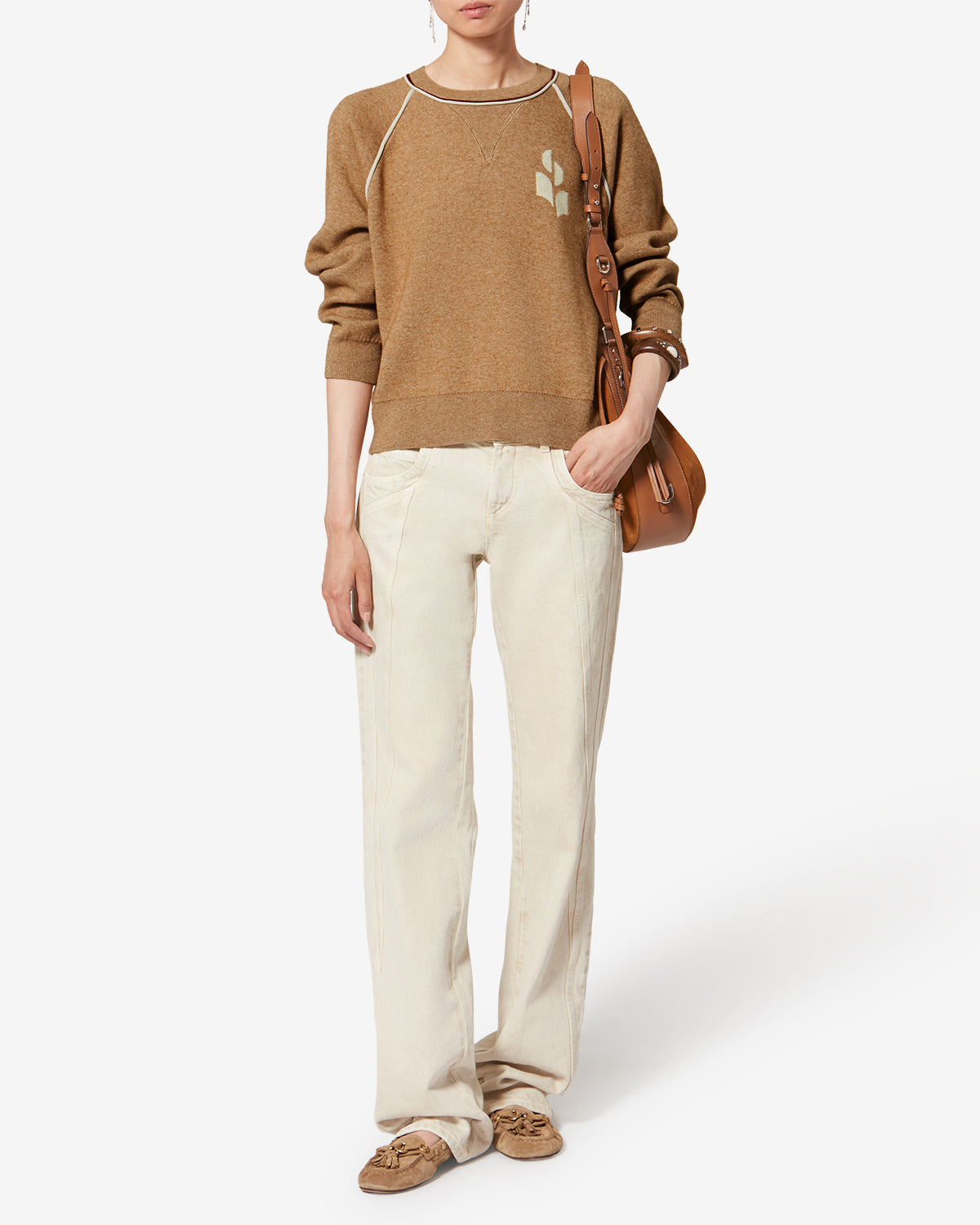Isabel Marant Loriby pull camel-gris coton laine