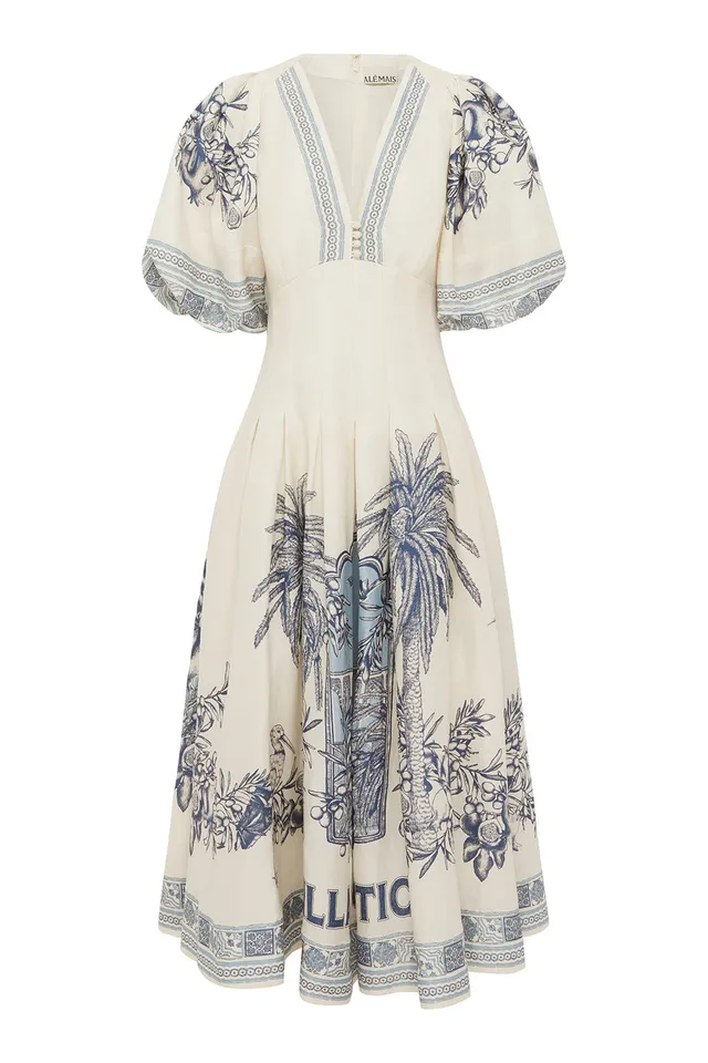 Alemäis Villa Romantica Corset Midi Dress robe corset lin