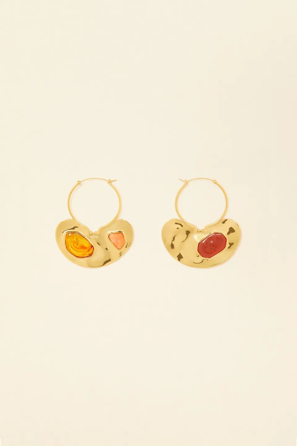 Patou Jewellery boucles d'oreilles créoles laiton pierres dorées TU