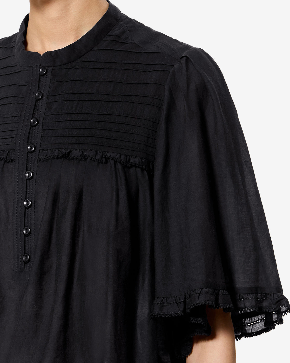 Isabel Marant Douna blouse voile coton noir dentelle