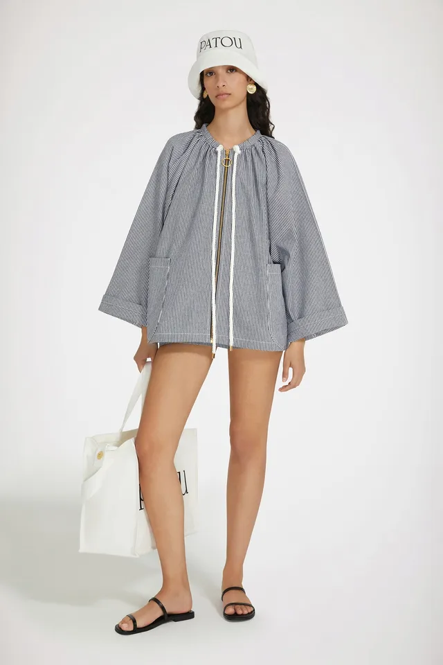 Patou Denim OU026 veste marin rayée Navy Striped