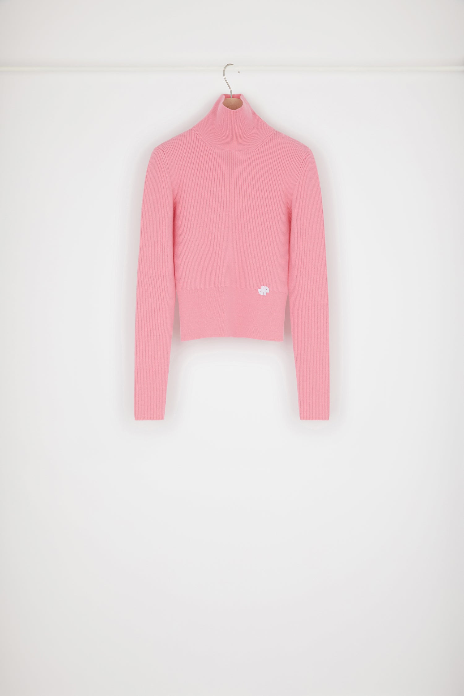 Patou KN058 pull fuchsia col montant maille laine