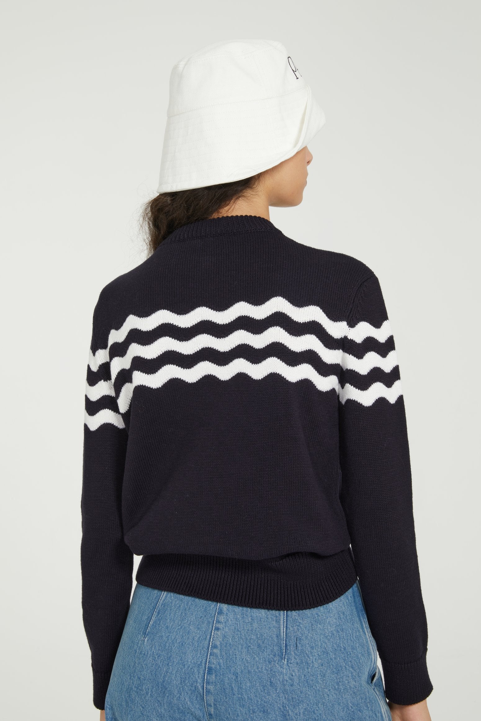 Patou Knitwear pull vague marine P24KN155 coton mérinos