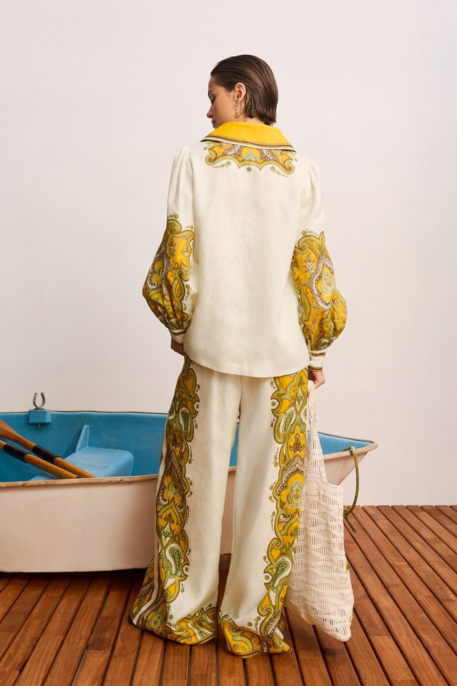 Alemäis Porter Top blouse lin col rabattu imprimé paisley