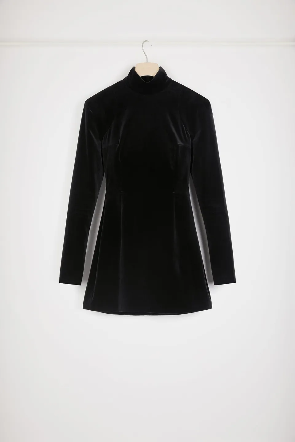 Patou H23DR1220155999B robe velours stretch noire col montant