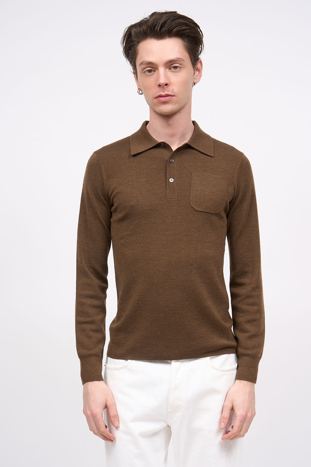 Paul & Joe Leon Polo laine fine noir marron sapin