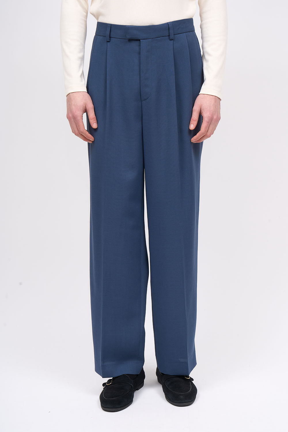 Paul & Joe Rody pantalon plis laine soie marine